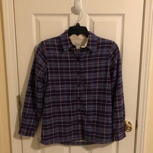 L.L. Bean Purple Plaid Fleece-Lined Shirt